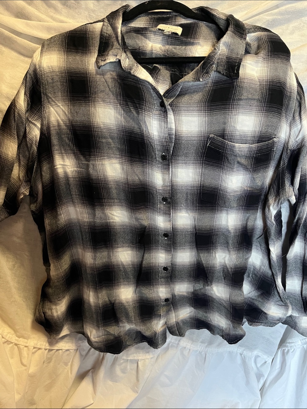 LUCKY BRAND Black & White Plaid Button-Up Shirt